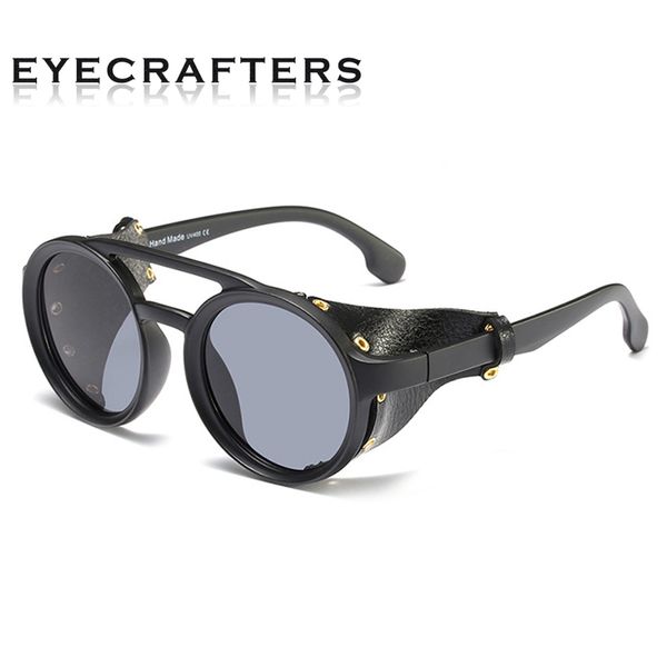 eyecrafters 2019 men steampunk metal gothic goggles sunglasses women retro fashion leather with side shades round sun glasses, White;black
eyecrafters 2019 men steampunk metal gothic goggles sunglasses women retro fashion leather with side shades round sun glasses, White;black