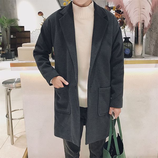 2019 autumn winter warm fashion loose casual wool blend mens coat korean style solid color man jacket pockets korean male coat, Black
2019 autumn winter warm fashion loose casual wool blend mens coat korean style solid color man jacket pockets korean male coat, Black