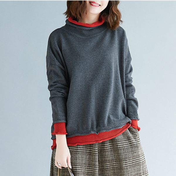 johnature turtleneck pullovers batwing sleeve women warm sweater patchwork long sleeve 2019new autumn loose sweater, White;black
johnature turtleneck pullovers batwing sleeve women warm sweater patchwork long sleeve 2019new autumn loose sweater, White;black