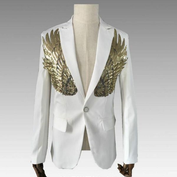 2019 nightclub bar men's suits groomsmen's wedding dresses sequins wings men's dance dresses bar suits men, White;black
2019 nightclub bar men's suits groomsmen's wedding dresses sequins wings men's dance dresses bar suits men, White;black