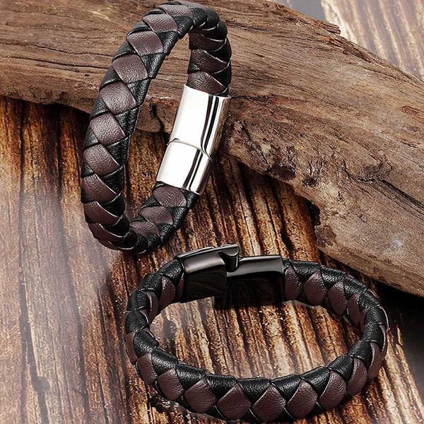 men genuine leather bracelet 2019 new braided stainless steel magnet clasp bracelets simple style leather bracelet men jewelry, Golden;silver
men genuine leather bracelet 2019 new braided stainless steel magnet clasp bracelets simple style leather bracelet men jewelry, Golden;silver