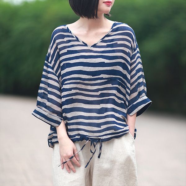 literary and leisure simple v-collar stripe hem lace loose versatile casual short-sleeved t-shirt literary and leisure simple v-collar strip, White
literary and leisure simple v-collar stripe hem lace loose versatile casual short-sleeved t-shirt literary and leisure simple v-collar strip, White