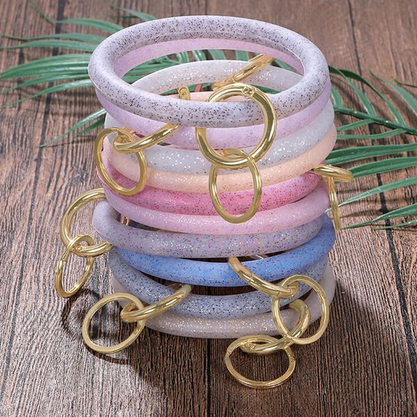 1pcs silicone key bracelet glitter fitness keyring wristlet keychain bangle large circle keyring bracelet holder for men women, Silver
1pcs silicone key bracelet glitter fitness keyring wristlet keychain bangle large circle keyring bracelet holder for men women, Silver