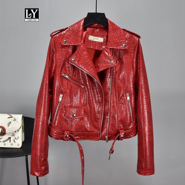 ly varey lin women faux soft leather bright side basic jackets faux pu motorcycle rivet zipper short coat female punk outwear, Black 
ly varey lin women faux soft leather bright side basic jackets faux pu motorcycle rivet zipper short coat female punk outwear, Black