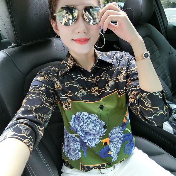 women's elegant floral shirts plus size long sleeve lapel neck printed ladies runway blouse slim office designer button shirt, White
women's elegant floral shirts plus size long sleeve lapel neck printed ladies runway blouse slim office designer button shirt, White