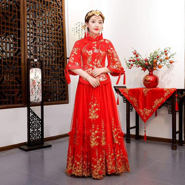 red traditional show bride embroidery cheongsam married suits chinese style wedding formal dress female overseas chinese qipao
red traditional show bride embroidery cheongsam married suits chinese style wedding formal dress female overseas chinese qipao