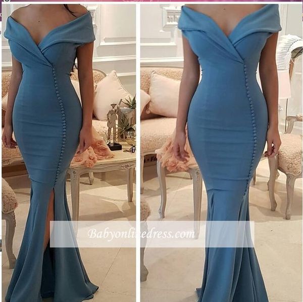 slim off shoulder mermaid prom dresses long high side split button backless sweep train formal evening gowns vestidos de noche, Black
slim off shoulder mermaid prom dresses long high side split button backless sweep train formal evening gowns vestidos de noche, Black