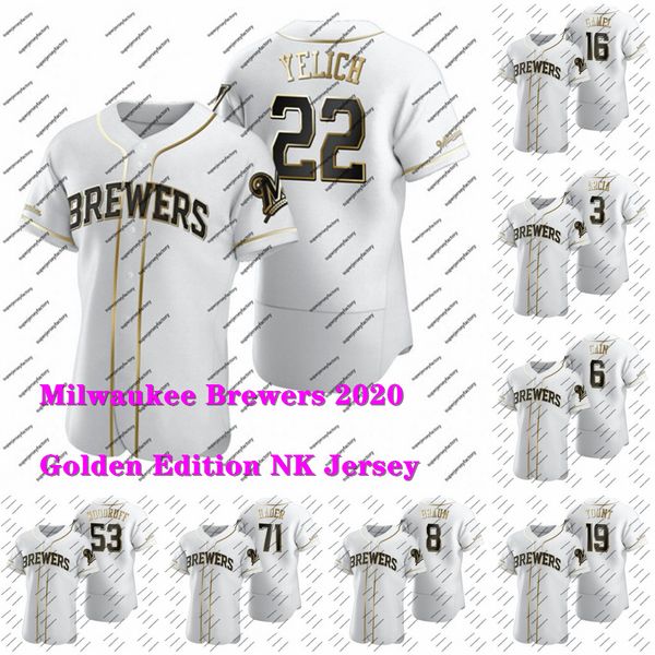 Milwaukee 2020 golden edition brewer nk jer ey chri tian yelich jo h hader woodruff lorenzo cain ryan braun brent uter orlando arcia white, Blue;black
Milwaukee 2020 golden edition brewer nk jer ey chri tian yelich jo h hader woodruff lorenzo cain ryan braun brent uter orlando arcia white, Blue;black
