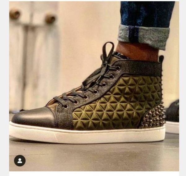 italy luxury design red soles spiked sports 2 red rubber bottom homme sneakers louflat spikes iii with calfskin and patent leather back rive, Black
italy luxury design red soles spiked sports 2 red rubber bottom homme sneakers louflat spikes iii with calfskin and patent leather back rive, Black