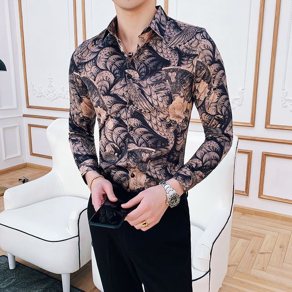 british style shirt men fashion 2019 spring new long sleeve men shirt all match print mens casual shirts slim fit prom tuxedo, White;black
british style shirt men fashion 2019 spring new long sleeve men shirt all match print mens casual shirts slim fit prom tuxedo, White;black