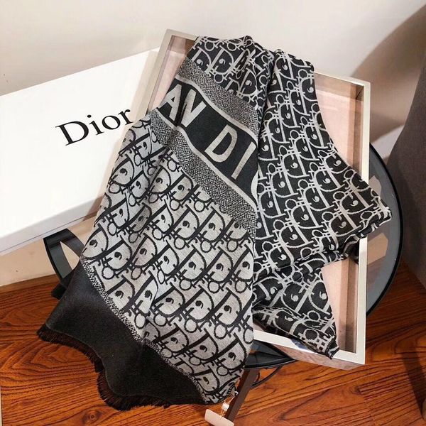 Последняя мода осень-зима шарф из шелковой шерсти шали письмо классический дизай