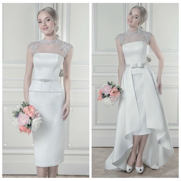 2019 new sheer high neck lace appliques sheath wedding dresses beading sequins bridal gowns lace up back custom simple vestidos de marriage, White
2019 new sheer high neck lace appliques sheath wedding dresses beading sequins bridal gowns lace up back custom simple vestidos de marriage, White