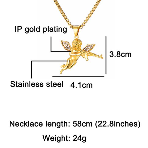gold stainless steel angel necklace for women men colgantes de angeles streetwear choker collier acier inoxydable femme, Silver
gold stainless steel angel necklace for women men colgantes de angeles streetwear choker collier acier inoxydable femme, Silver