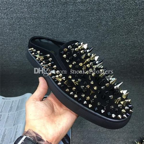 summer suede spikes low half the slippers loafers women,men casual flats,brand red bottom shoes comfort pik pik rivets trainers, Black
summer suede spikes low half the slippers loafers women,men casual flats,brand red bottom shoes comfort pik pik rivets trainers, Black