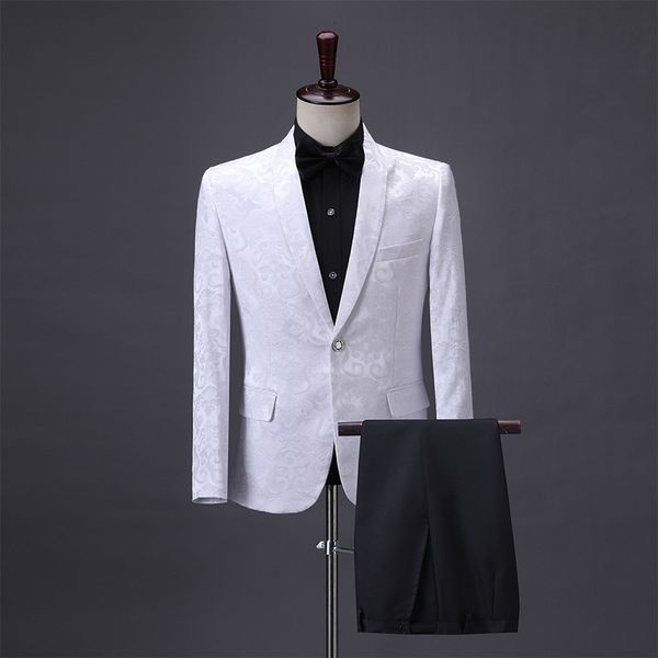 fashion slim men's suit men's printed casual formal suit blazers with trousers wedding banquet dress, White;black
fashion slim men's suit men's printed casual formal suit blazers with trousers wedding banquet dress, White;black
