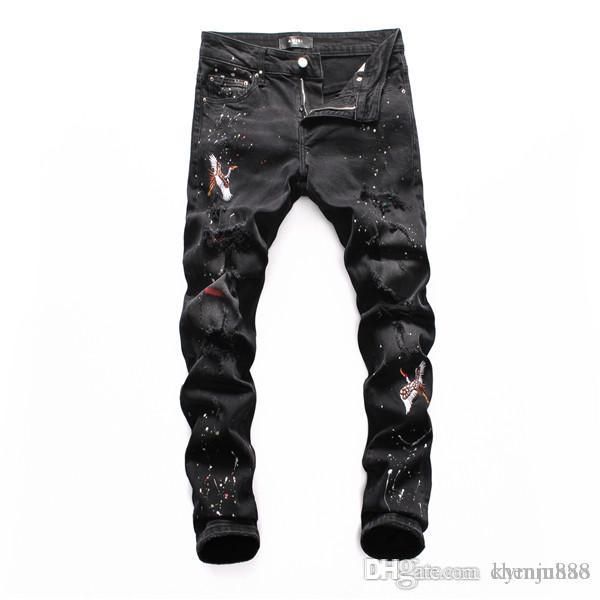2019 new arrival brand designer men denim jeans embroidery pants fashion holes trousers italy size 44-54 #01, Blue
2019 new arrival brand designer men denim jeans embroidery pants fashion holes trousers italy size 44-54 #01, Blue