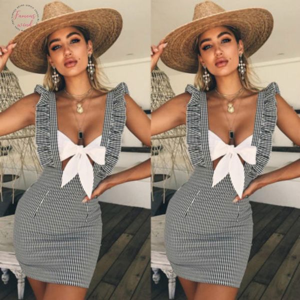 women summer strap square neck dress bodycon bandage plaid evening party mini dress, Black;gray
women summer strap square neck dress bodycon bandage plaid evening party mini dress, Black;gray