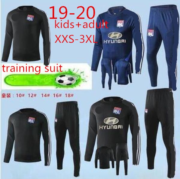 

2019 olympique de lyonnai track uit training uit maillot de foot 18 19 20 ligue lyon ol kid kit track uit chandal urvetement, Black;red