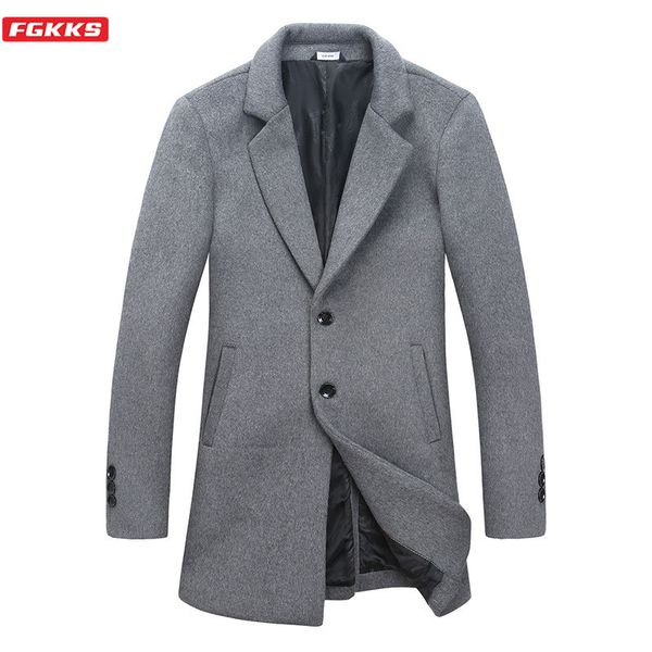 fgkks new men's wool blend coats winter brand men fashion wild overcoat solid color casual wool coat male clothing, Black
fgkks new men's wool blend coats winter brand men fashion wild overcoat solid color casual wool coat male clothing, Black