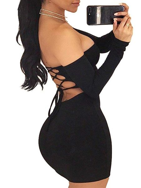 autumn winter long sleeve dress women's off shoulder backless lace up club bodycon mini dress, Black;gray
autumn winter long sleeve dress women's off shoulder backless lace up club bodycon mini dress, Black;gray