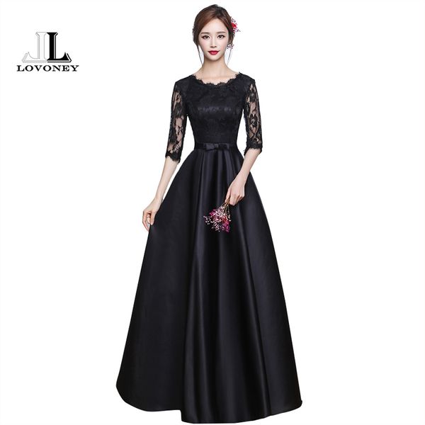 lovoney elegant half sleeves long black lace evening dress floor-length formal evening party dresses prom gown m214, White;black
lovoney elegant half sleeves long black lace evening dress floor-length formal evening party dresses prom gown m214, White;black