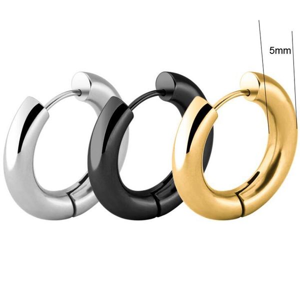2 pieces gold silver black 316l stainless steel round 5mm thickness hoop earrings korean cute small circle ear punk jewelry, Golden;silver
2 pieces gold silver black 316l stainless steel round 5mm thickness hoop earrings korean cute small circle ear punk jewelry, Golden;silver