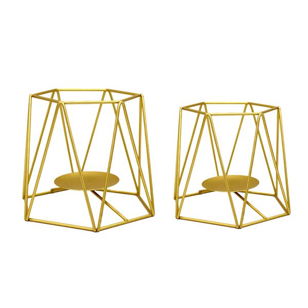 2pcs golden geometric candle holder centerpieces for wedding party 
2pcs golden geometric candle holder centerpieces for wedding party