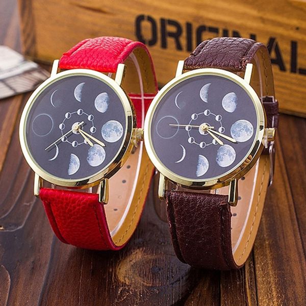 moon phase astronomy space watch faux leather band quartz wrist watch, Slivery;brown
moon phase astronomy space watch faux leather band quartz wrist watch, Slivery;brown