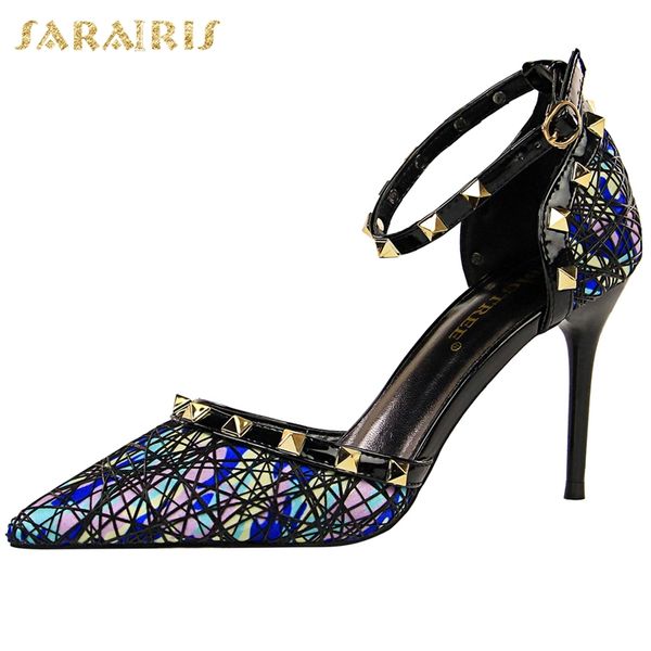 sarairis thin high heels elegant rivets pointed toe women ankle-strap sandals summer shoes woman, Black
sarairis thin high heels elegant rivets pointed toe women ankle-strap sandals summer shoes woman, Black