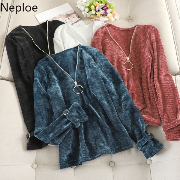 neploe v neck zipper design corduory t shirt autumn spring 2020 new solid loose long sleeve tees outwear ladies 48329, White
neploe v neck zipper design corduory t shirt autumn spring 2020 new solid loose long sleeve tees outwear ladies 48329, White