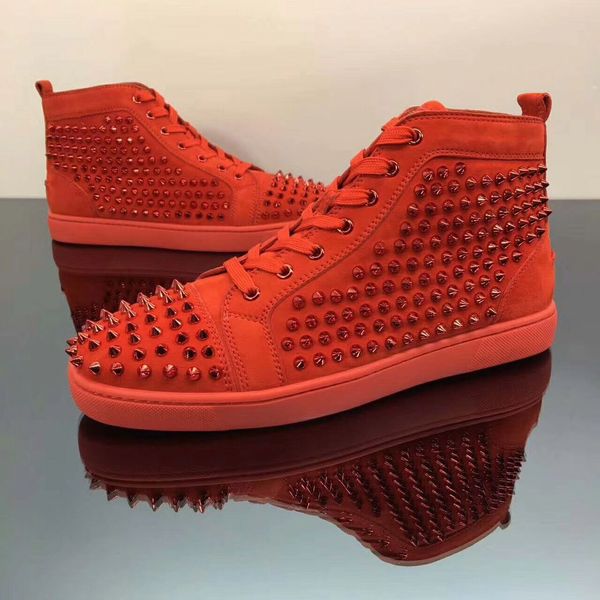 2019ss red suede new women men high man sneakers flat red bottom spikes leather casual shoes luxury style studs red sole casual, Black
2019ss red suede new women men high man sneakers flat red bottom spikes leather casual shoes luxury style studs red sole casual, Black