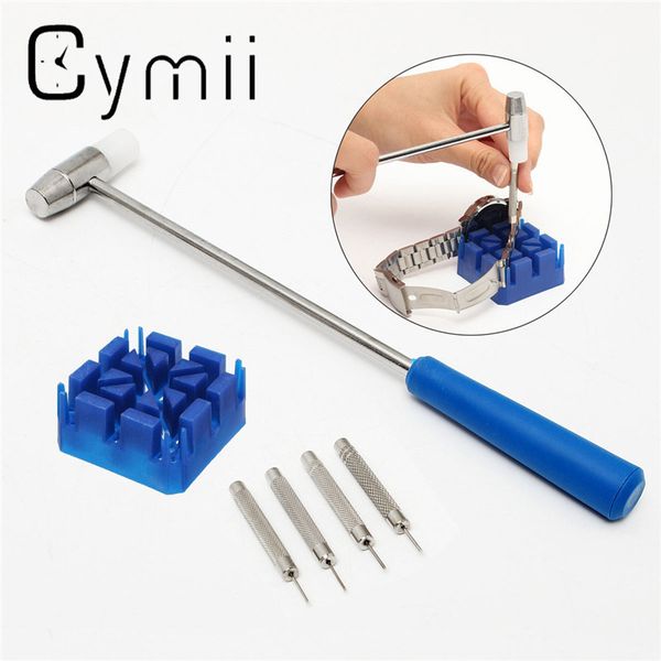 cymii 6pcs watch repair for band strap link holder + hammer + punch pins remover watch repair tool kit set watchmaker tools
cymii 6pcs watch repair for band strap link holder + hammer + punch pins remover watch repair tool kit set watchmaker tools