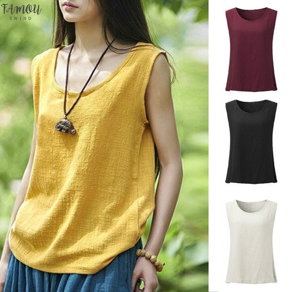 women o neck blouse vintage sleeveless cotton linen casual loose vests blouse womens and camisas mujer 2020, White
women o neck blouse vintage sleeveless cotton linen casual loose vests blouse womens and camisas mujer 2020, White