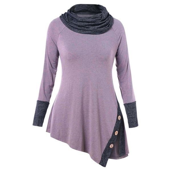 feitong women turtleneck t shirts causal asymmetric long sleeve buttons cowl neck splicing tee shirt femme camisas mujer, White
feitong women turtleneck t shirts causal asymmetric long sleeve buttons cowl neck splicing tee shirt femme camisas mujer, White