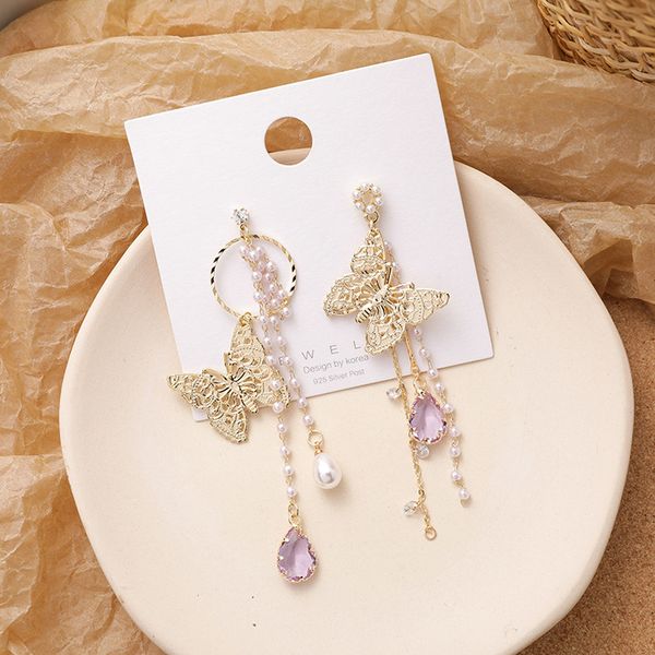 korean fairy purple crystal butterfly earrings gold color metal pearl asymmetry long tassel earring for women fashion jewelry, Silver
korean fairy purple crystal butterfly earrings gold color metal pearl asymmetry long tassel earring for women fashion jewelry, Silver