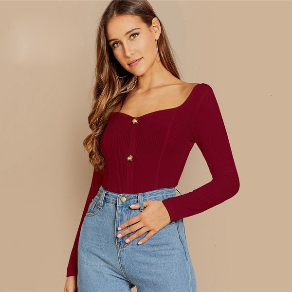 женская футболка женская одежда кнопка detail тонкий встроенная rib knit глубокий v шеи дамы топы тис 2019 burgundy с длинным рукавом crop t, White
женская футболка женская одежда кнопка detail тонкий встроенная rib knit глубокий v шеи дамы топы тис 2019 burgundy с длинным рукавом crop t, White