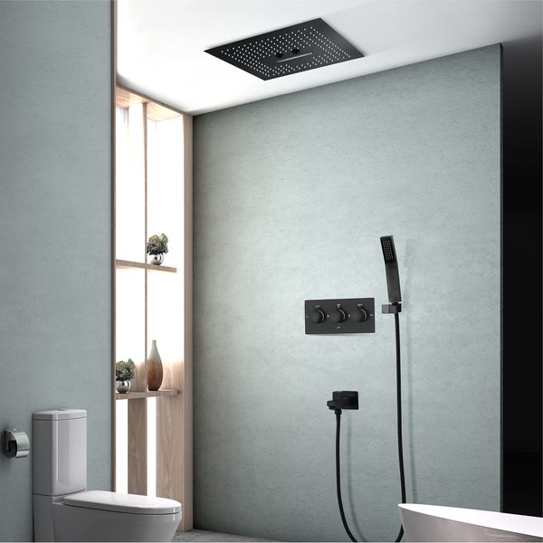 waterfall shower set sus304 misty showerhead bathroom remote control led ceiling rainfall shower unit black color
waterfall shower set sus304 misty showerhead bathroom remote control led ceiling rainfall shower unit black color