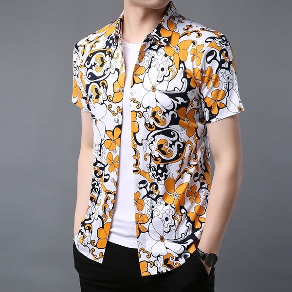 2020 new flower printing short sleeve men shirts 100% cotton summer korean slim fit fashion square collar casual clothes, White;black
2020 new flower printing short sleeve men shirts 100% cotton summer korean slim fit fashion square collar casual clothes, White;black