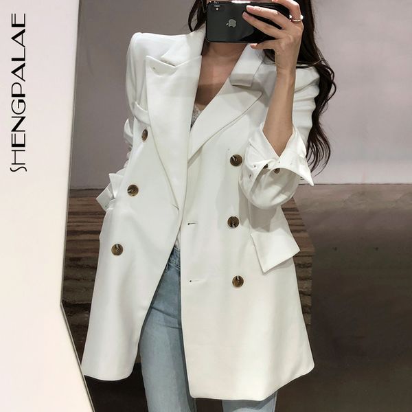 shengpalae autumn winter 2019 long sleeve turn-down collar pocket elegant fashion blazer women korea style female jacket fs863, White;black
shengpalae autumn winter 2019 long sleeve turn-down collar pocket elegant fashion blazer women korea style female jacket fs863, White;black