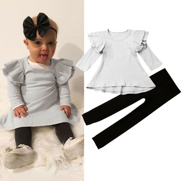 1-5y newborn kids baby girls clothes sets grey ruffles long sleeve dress pants socks outfits clothes, White
1-5y newborn kids baby girls clothes sets grey ruffles long sleeve dress pants socks outfits clothes, White