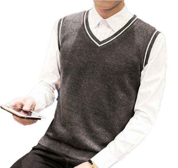 sweaters vest men v neck jumper pullovers autumn winter mens casual wool sweater coat korean style, Black;white
sweaters vest men v neck jumper pullovers autumn winter mens casual wool sweater coat korean style, Black;white