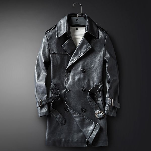 new style men's leather wind coat mid-length winter locomotive leather coat men fold-down collar overcoat casual long co, Black
new style men's leather wind coat mid-length winter locomotive leather coat men fold-down collar overcoat casual long co, Black
