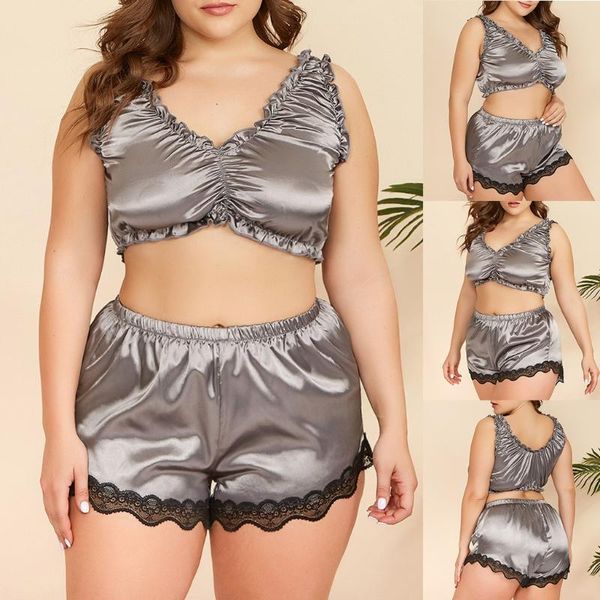 4xl silk pajamas set women silk lace lingerie pyjama ruffles shirt pant plus size femme homewear fashion sleepwear^r, Black;red 
4xl silk pajamas set women silk lace lingerie pyjama ruffles shirt pant plus size femme homewear fashion sleepwear^r, Black;red