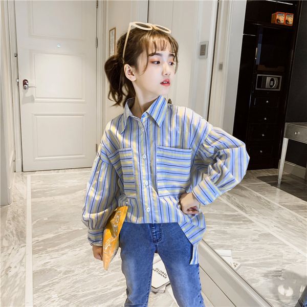 children's clothing white blouse shirt girls long sleeve blue striped shirt 2020 new spring korean blouse fashion teens clothes, White;black
children's clothing white blouse shirt girls long sleeve blue striped shirt 2020 new spring korean blouse fashion teens clothes, White;black