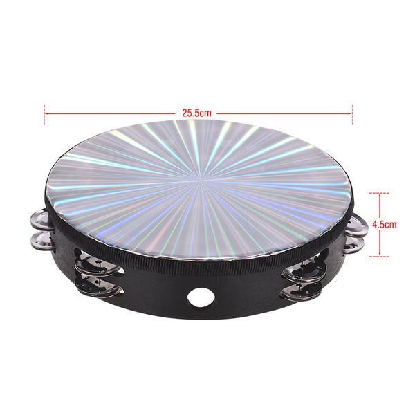 10 inch wooden radiant tambourine handbell hand drum with double row jingles reflective drum head percussion instrument
10 inch wooden radiant tambourine handbell hand drum with double row jingles reflective drum head percussion instrument