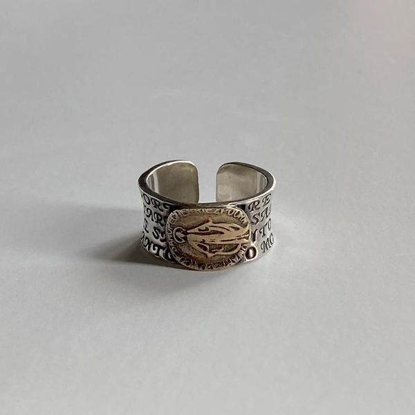 two-tone retro authentic s925 sterling silver fine jewelry holly virgin maria ring adjust tlj824, Golden;silver
two-tone retro authentic s925 sterling silver fine jewelry holly virgin maria ring adjust tlj824, Golden;silver
