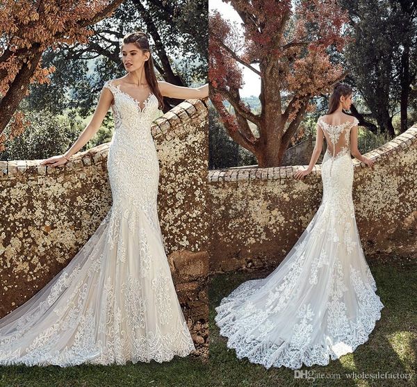 new amazing sheer cap sleeves lace mermaid wedding dresses scoop neck tulle applique wedding bridal gowns with button vestidos de novia, White
new amazing sheer cap sleeves lace mermaid wedding dresses scoop neck tulle applique wedding bridal gowns with button vestidos de novia, White