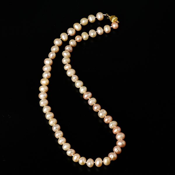 short sized 1 rows having a circle and an ellipse combination 9-10 mm freshwater unique pearl necklace, Silver
short sized 1 rows having a circle and an ellipse combination 9-10 mm freshwater unique pearl necklace, Silver