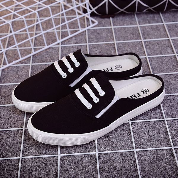 spring summer 2019 korean version women's shoes half-slipper canvas shoes leisure lovers little white lazy si 35-44, Black
spring summer 2019 korean version women's shoes half-slipper canvas shoes leisure lovers little white lazy si 35-44, Black