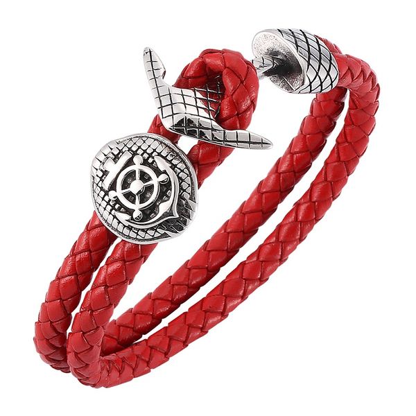 fashion red leather braided bracelet men women jewelry anchor stainless steel buckle double layer charm wrist band, Golden;silver
fashion red leather braided bracelet men women jewelry anchor stainless steel buckle double layer charm wrist band, Golden;silver
